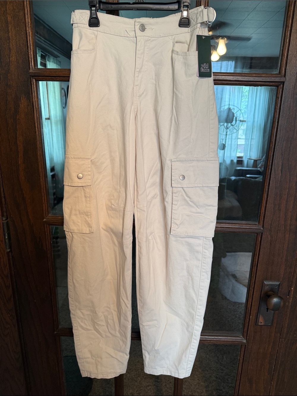 Wild Fable‎ Women Dog Bone Off White High Rise Cargo Utility Pants XS NWT